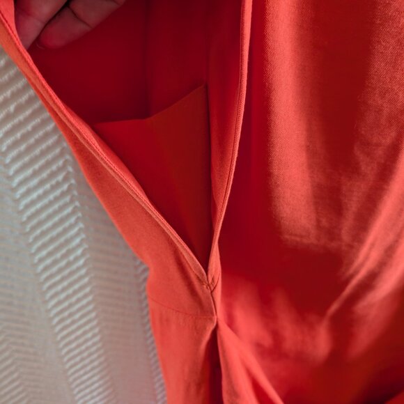 Veronika Maine Wrap Tie Front Red Orange Dress Size 14 Spring Summer Office - Picture 6 of 11